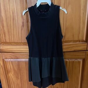 Material Girl Black Ribbed Mock Neck Peplum Top